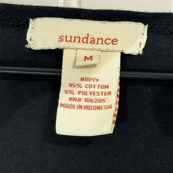 Sundance Black Wrap Long Sleeve Ruched Top M Cotton Stretch Minimalist Boho - Picture 7 of 8